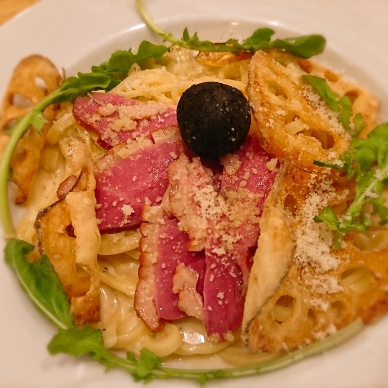 トリュフボールと鴨の生パスタクリームソース(カプリチョーザ(泉南イオン店))