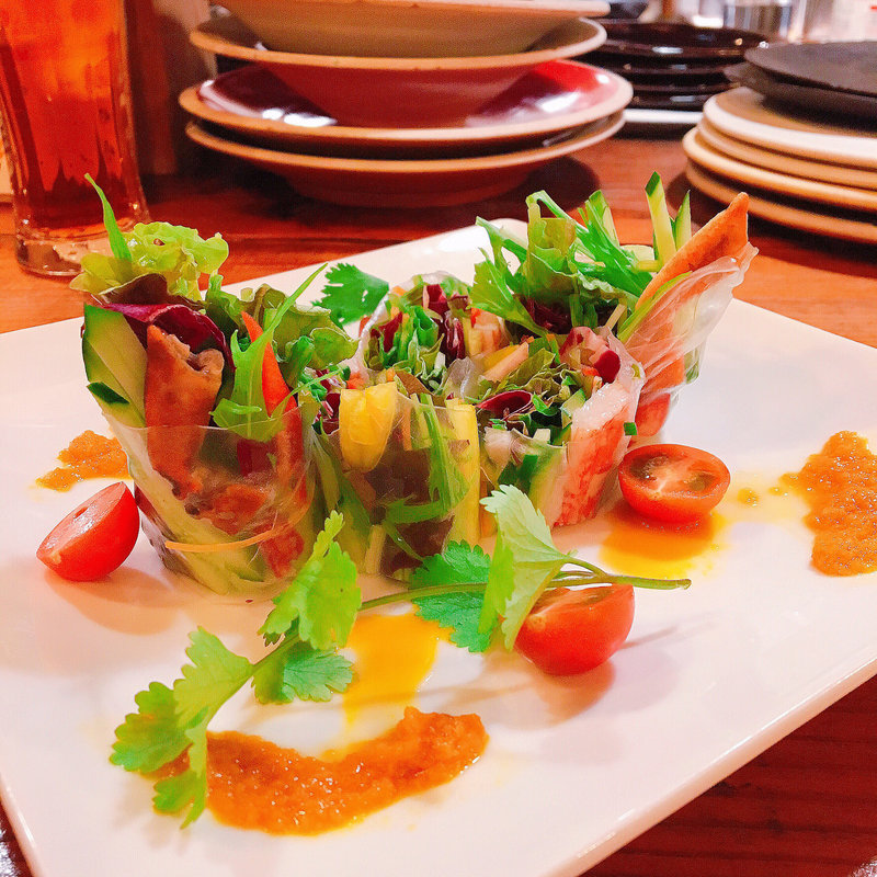 ズワイ蟹の生春巻き カニミソドレッシング(CHI・i ・NA 福島店)