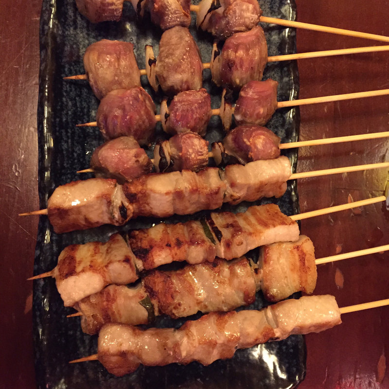 豚バラ4本、砂ずり4本(とり皮 みつます 大橋本店)