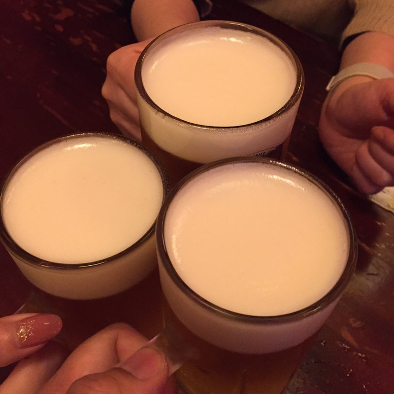 生ビール3杯(とり皮 みつます 大橋本店)
