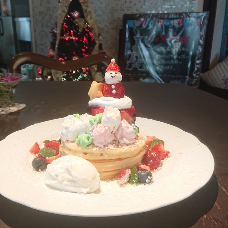 クリスマスパンケーキ(カフェ アンジェ)
