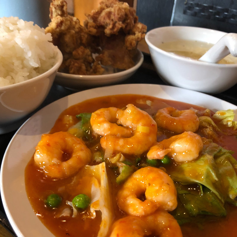 エビチリ定食(鮮味館)