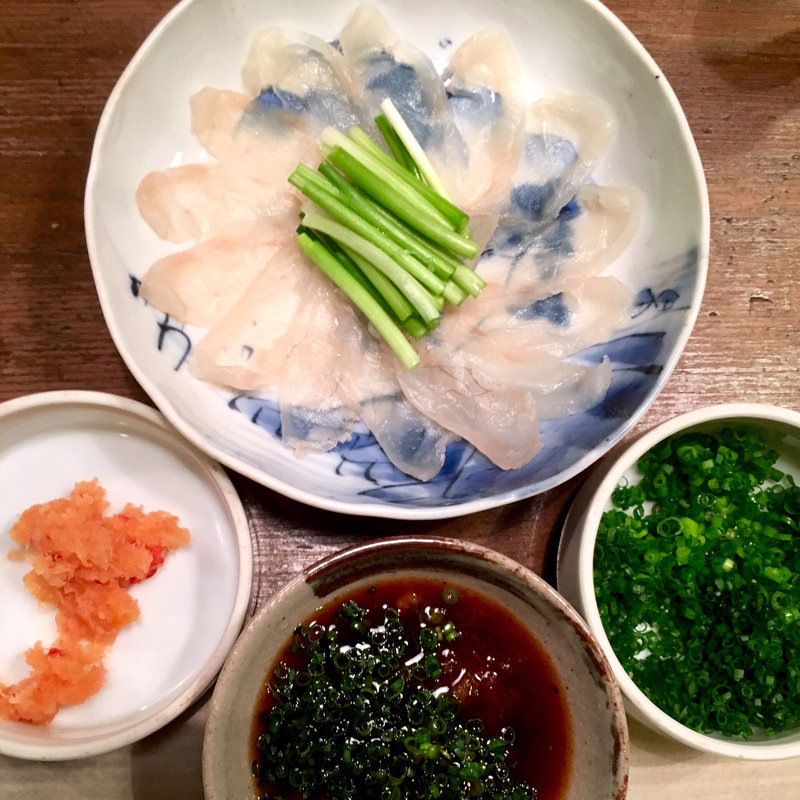 ふぐ刺し(馬場頭ふろ)