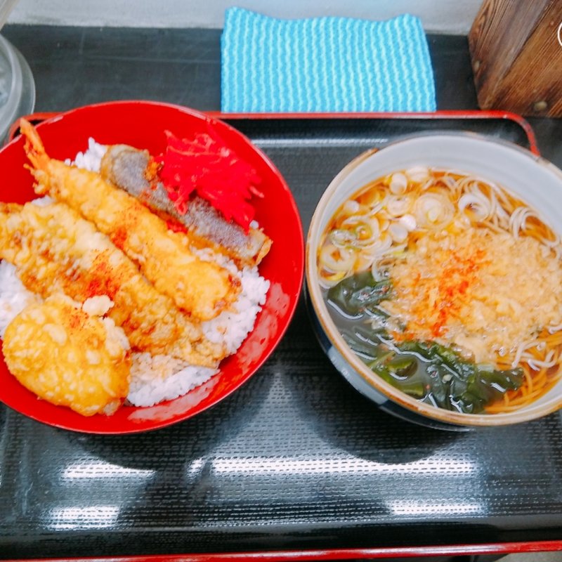 天丼セット大盛り(山吹そば立喰 )