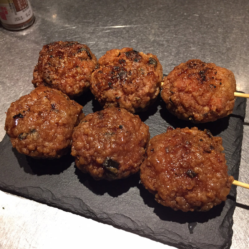 鶏団子、しお、タレ(岩瀬串店)