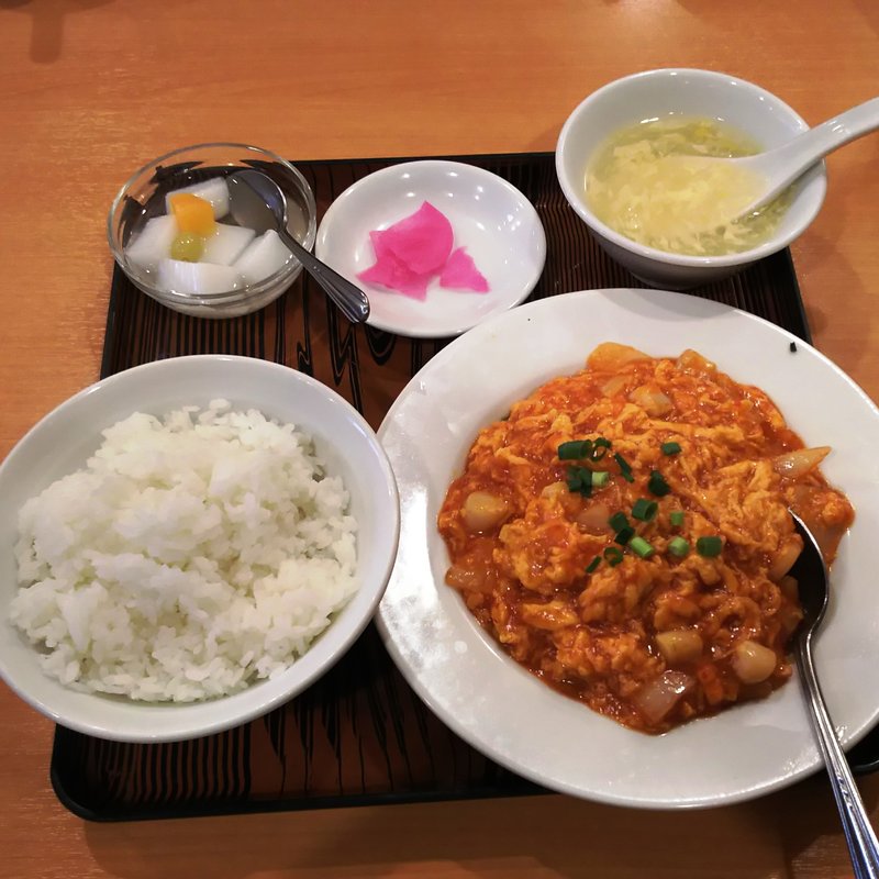 小貝柱の玉子チリソース(美山飯店)
