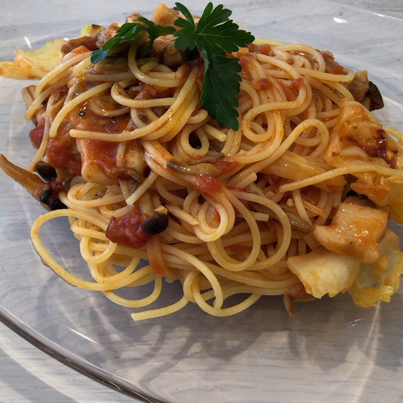 豚肉とトマトのパスタ(Sghr cafe （【旧店名】カフェ ビドロ）)