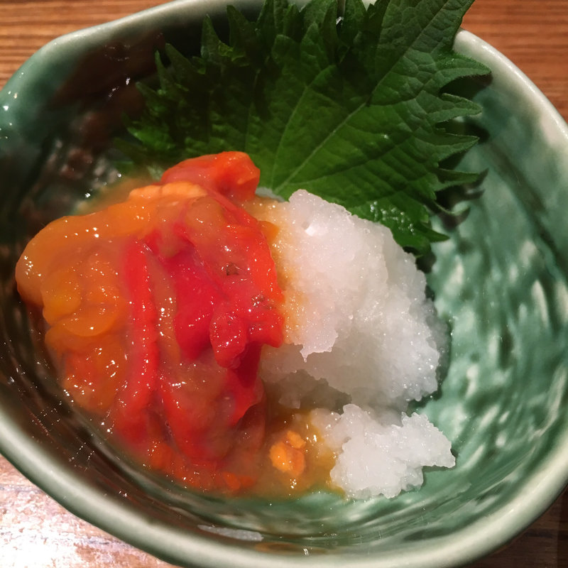 ホヤの塩辛と大根おろし(地酒遊楽 裏や)