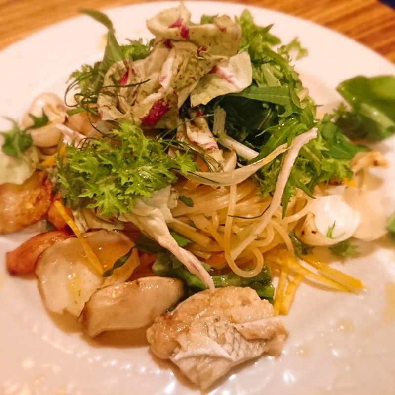 鯛と百合根と柚子のペペロンチーノ(cafe unji)