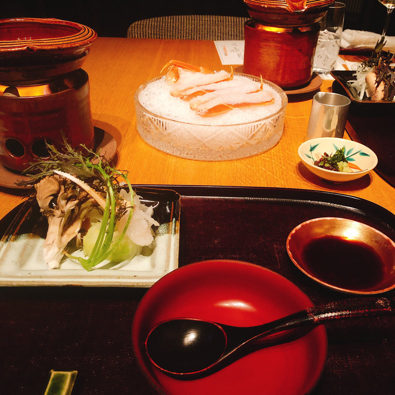 蟹刺しと蟹しゃぶ(ふくい、望洋楼 青山店)