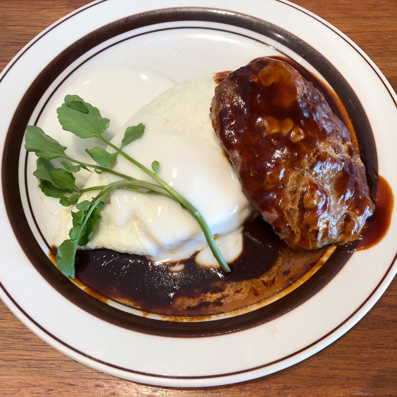 純白のオムライス&ハンバーグコンボ(グリル大宮)