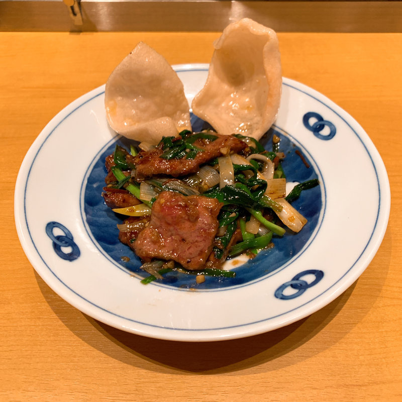 レバニラ炒めXO醬ソース(新潟 三宝亭 東京ラボ 宮益坂店)