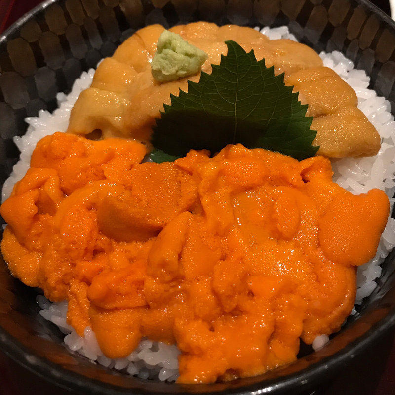 塩水バフンうにムラサキうに 食べ比べ丼(函館うに むらかみ 日本生命札幌ビル店)