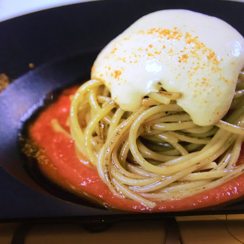 魔法の焼きパスタモッツァレッラクリーム添え(田園調布シークレットパスタ会)