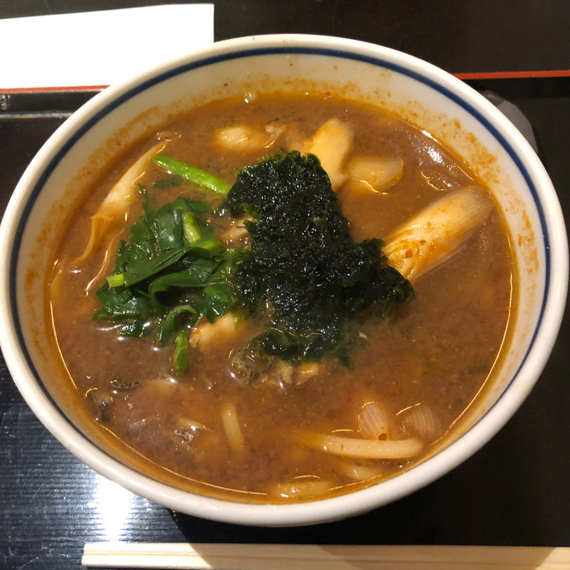 牡蠣味噌うどん(細打うどん 竹や 御茶ノ水本店)