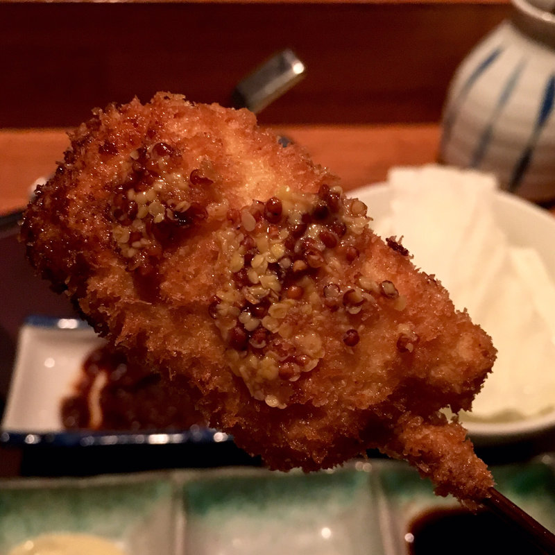 ハムカツ&粒マスタード（串揚げ）(串揚げ ふくみみ)