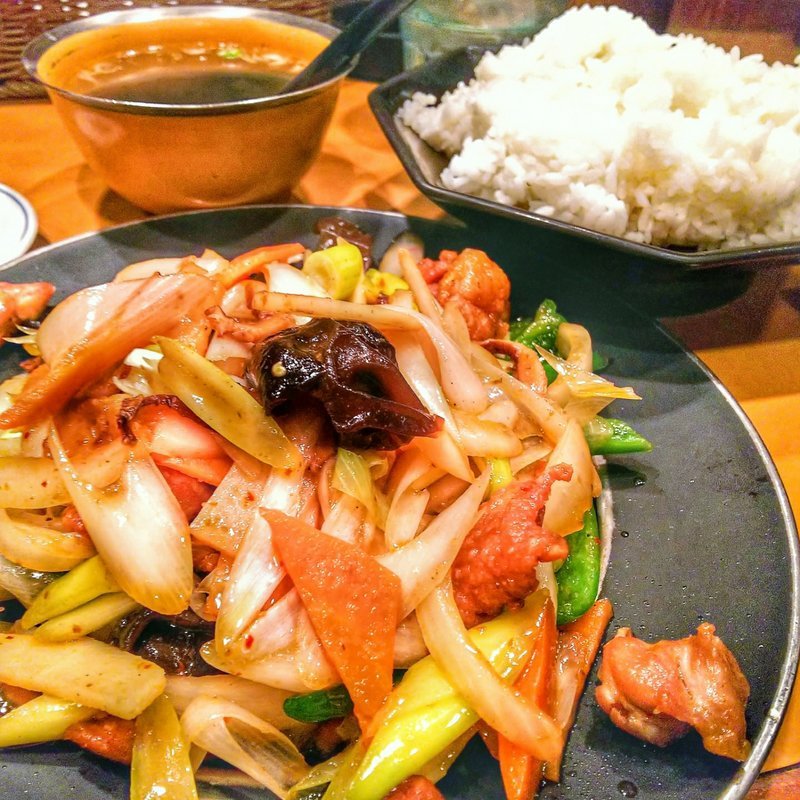 鶏肉ネギ炒め定食(味の店　錦 （ニシキ）)