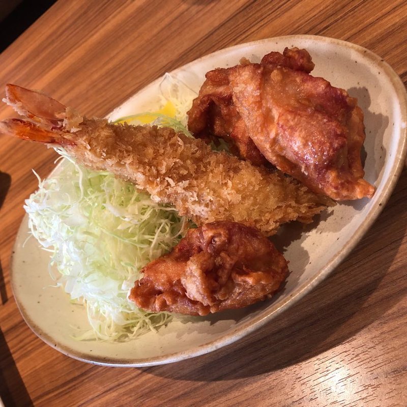 エビフライ唐揚げランチ(串揚処 串竹)
