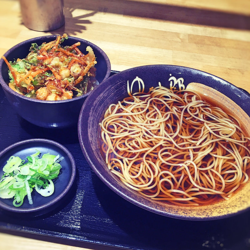小柱と水菜のかきあげ丼セット(ゆで太郎 もつ次郎 赤坂大正通り店)