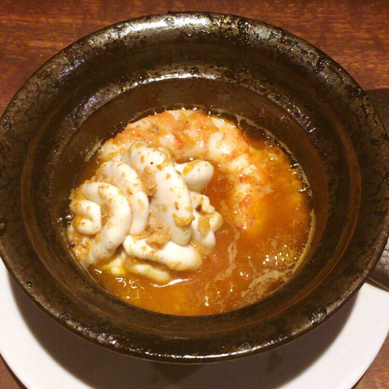 車海老と鱈白子のアヒージョ(アカ)