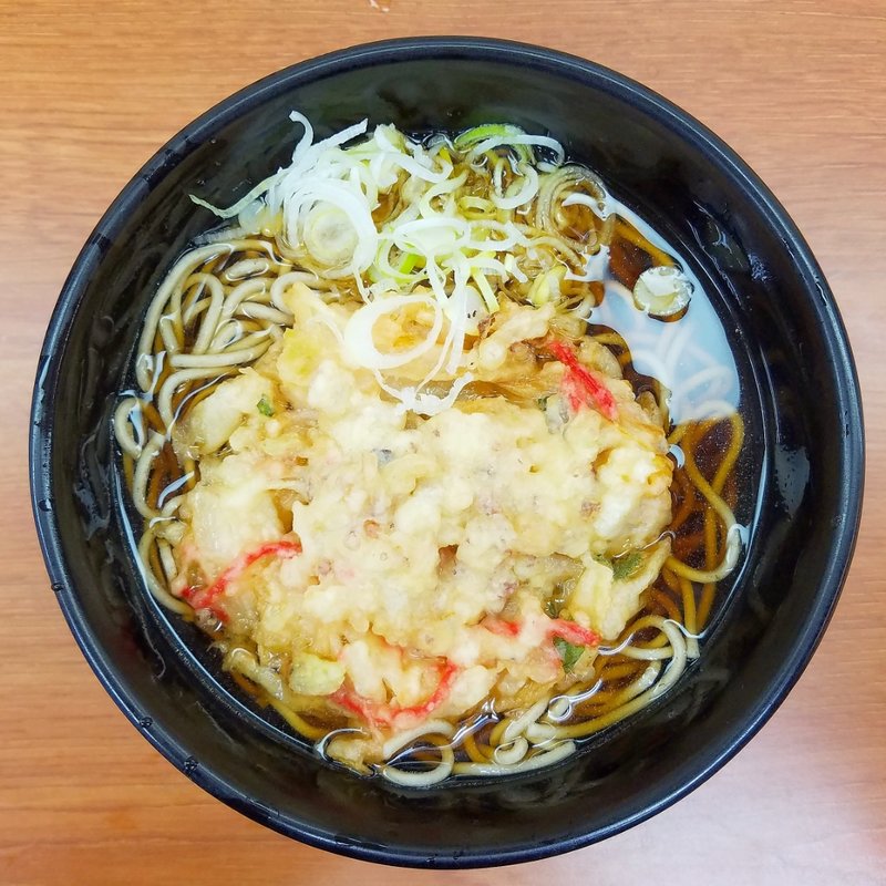 いかと紅生姜のかき揚げそば(駅そば 大江戸そば 市ヶ谷)