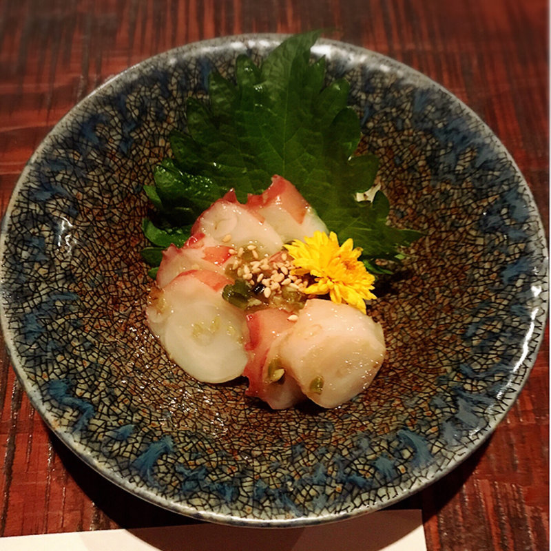 北海道産生蛸の山葵和え(花山葵 （はなわさび）)
