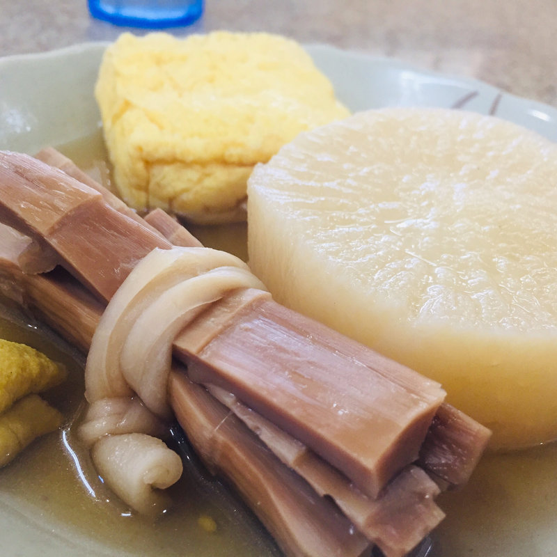 姫筍、卵焼き、大根のおでん(天領うどん 新生町店 （てんりょううどん）)