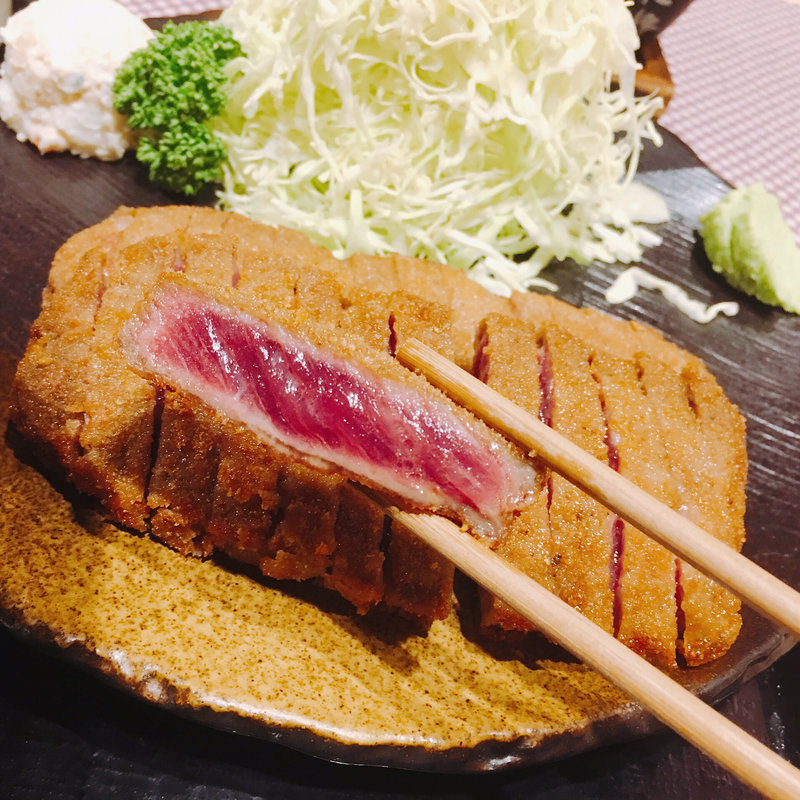 牛かつ麦飯セット ダブル(牛かつもと村 六本木店)