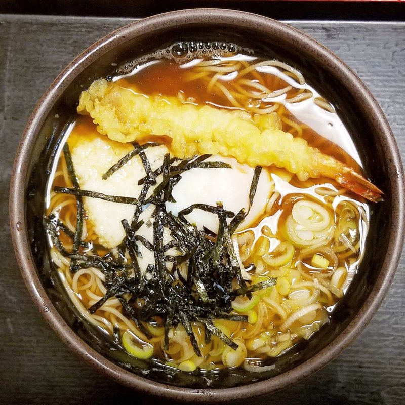 温玉とろろそば+サービス海老天(ゆで太郎 六番町店 （ゆでたろう）)