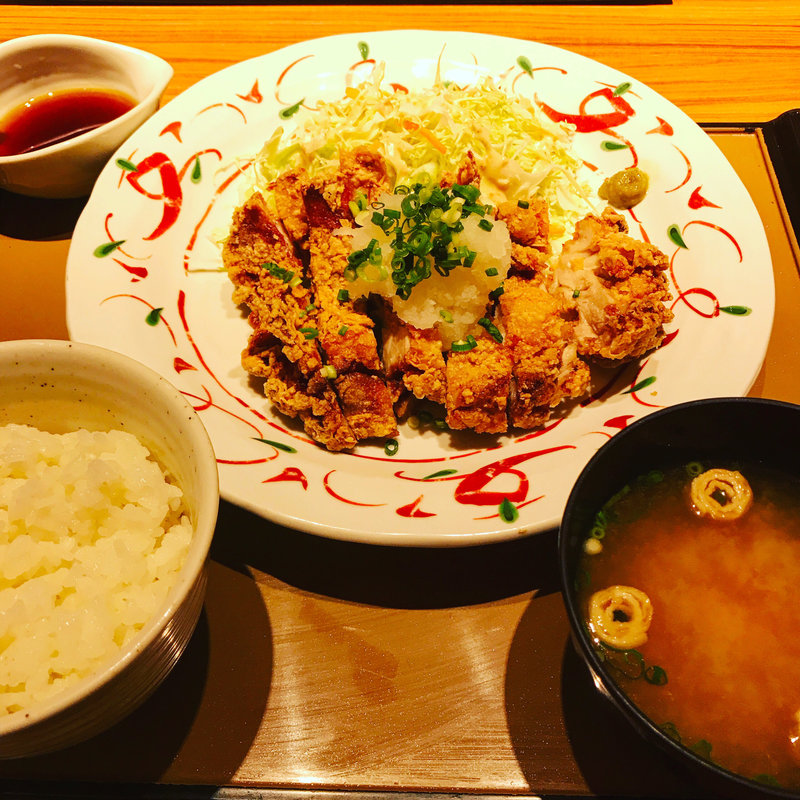 鶏もも一枚揚げ定食（おろしぽん酢）(やよい軒 亀有店)
