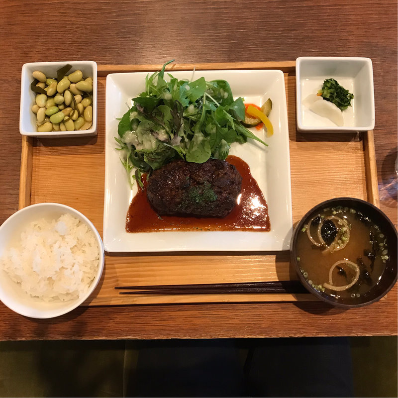 食事セット(ごはんお味噌汁香の物おひたし)(カフェ フクモリ 馬喰町店)