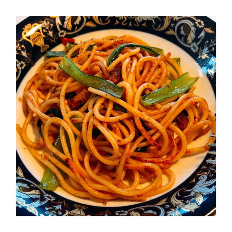 魔法のロメスパ小松菜、エビ、豚(田園調布シークレットパスタ会)