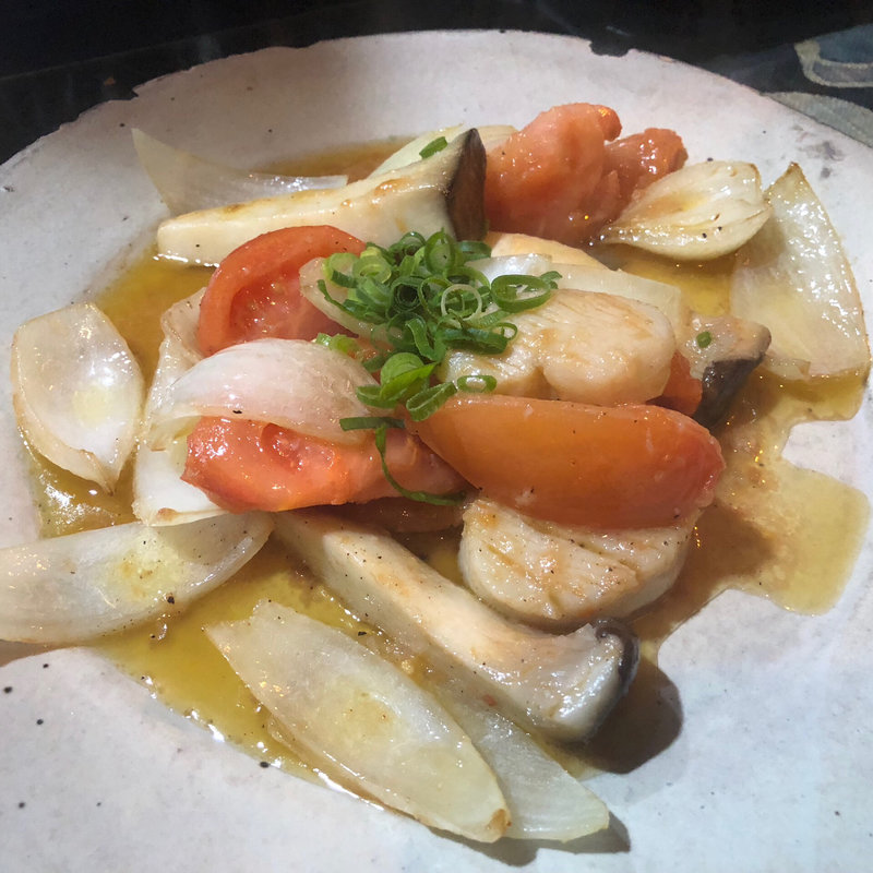 貝柱とホタテのバター炒め(はすのうてな)