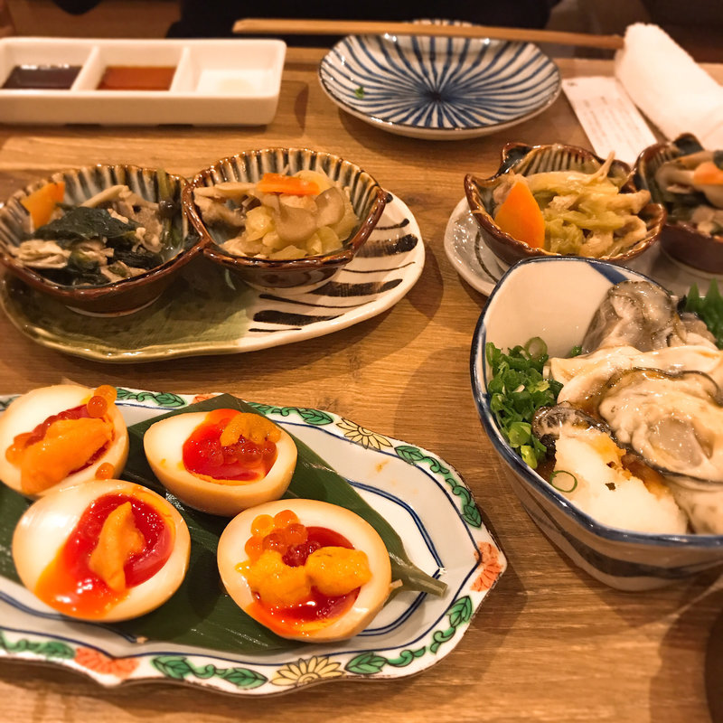 半熟煮卵 うにいくらのせ(鯛之鯛 梅田店)