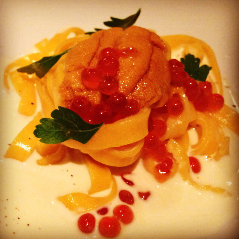 生うにとイクラのクリームタリアテッレ(ikra （いくら）)