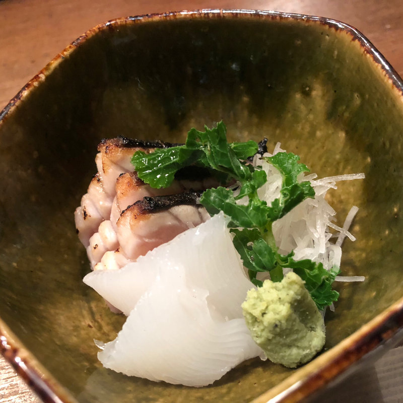 鰆とアオリイカの刺身(馬場頭ふろ)