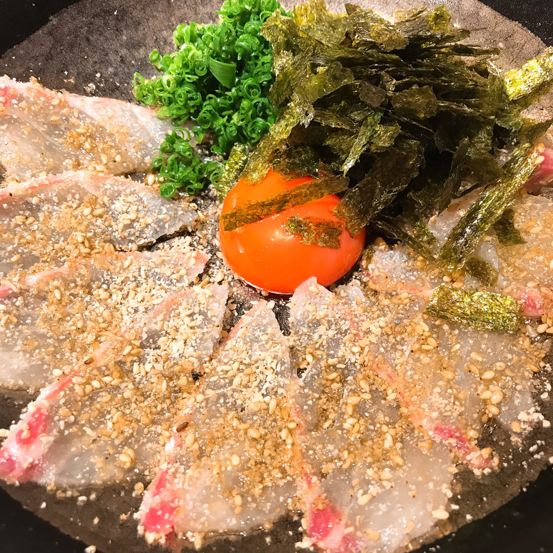 鯛ユッケ(北新地 喜多郎寿し 本店)