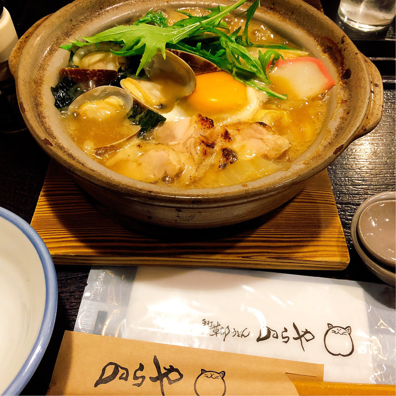 あさりと鶏肉の白湯鍋焼きうどん(のらや 三軒茶屋店)