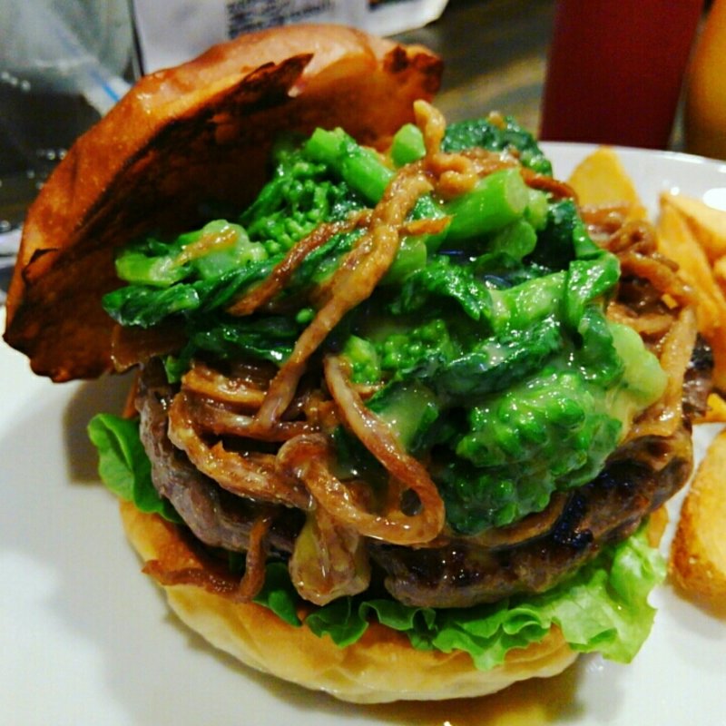 菜の花と千切り大根のからし酢味噌和えバーガー(Kokopelli)