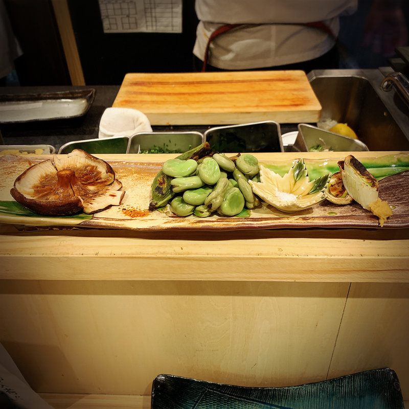 肉厚しいたけ、下仁田ネギ、空豆(活惚れ)