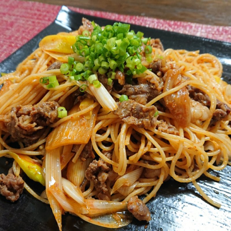 キムチ焼肉パスタ(ゆきはな)