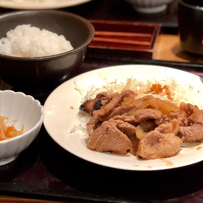 豚しょうが焼定食(博多もつ鍋 やまや 心斎橋筋店)