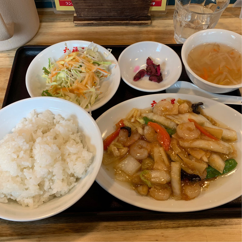 日替定食(エビと白菜のオイスターソース炒め)(福星門 （フクセイモン）)