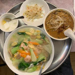 五目チャーハン海鮮あんかけ 半タンタン麺セット(瑞龍春)