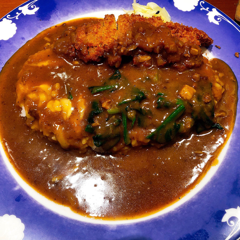 カツカレー、ほうれん草チーズトッピング(上等カレー なんばウォーク店)