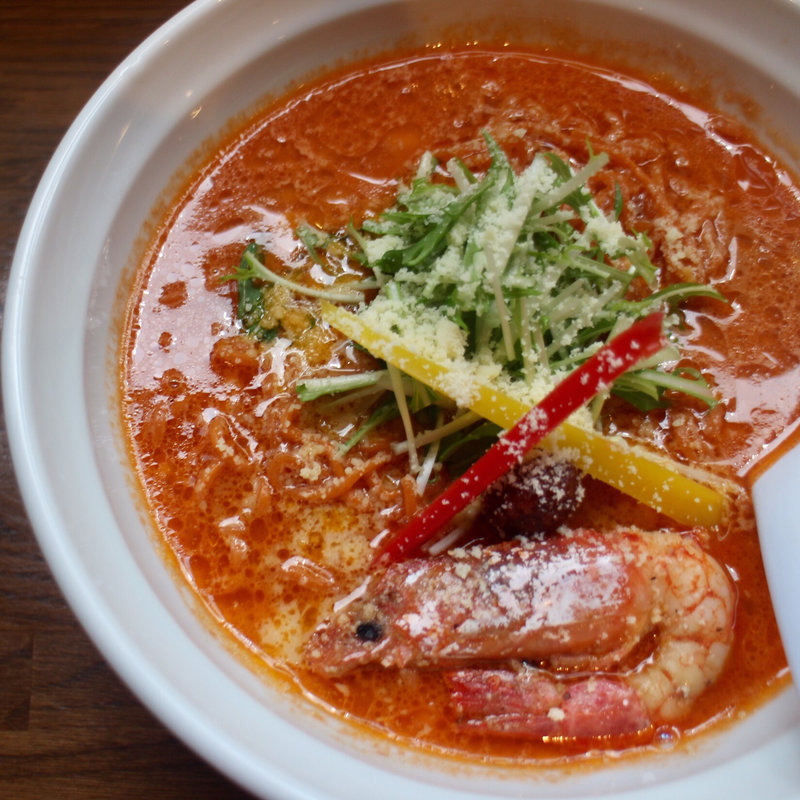 海老じゃらし＋唐辛子麺(濃厚な味わいヌードル 福の樹)