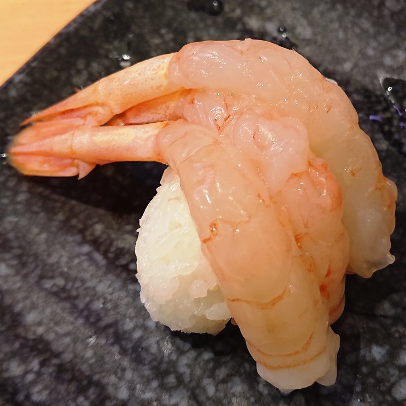 兵庫県産甘海老3尾のせ(かっぱ寿司 アトレ川崎店)