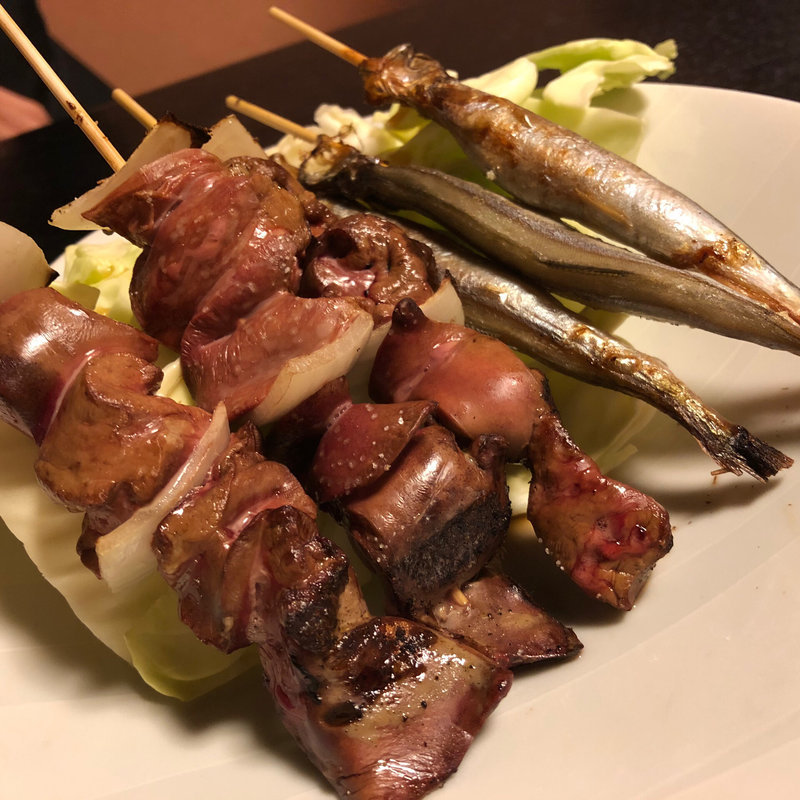 レバー&ししゃも(男の真剣台所　男家　箱崎総本店)