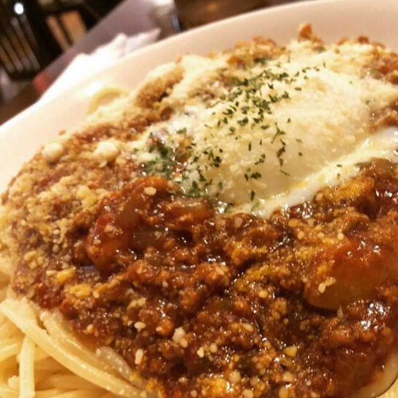 温玉のせミートソーススパゲティ(前田珈琲 明倫店 （マエダコーヒー）)