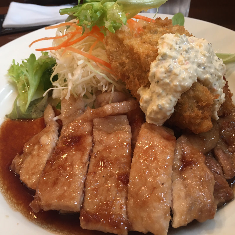 ポークジンジャー カキフライ付き(洋食 Kogame)